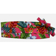 Pink Hawaiian Floral Cummerbund and Bow Tie Set